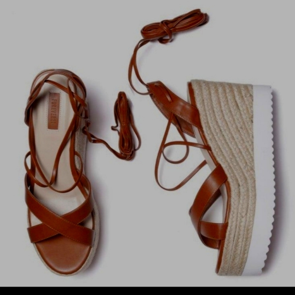 FOREVER 21 Women Brown Braided Flatforms